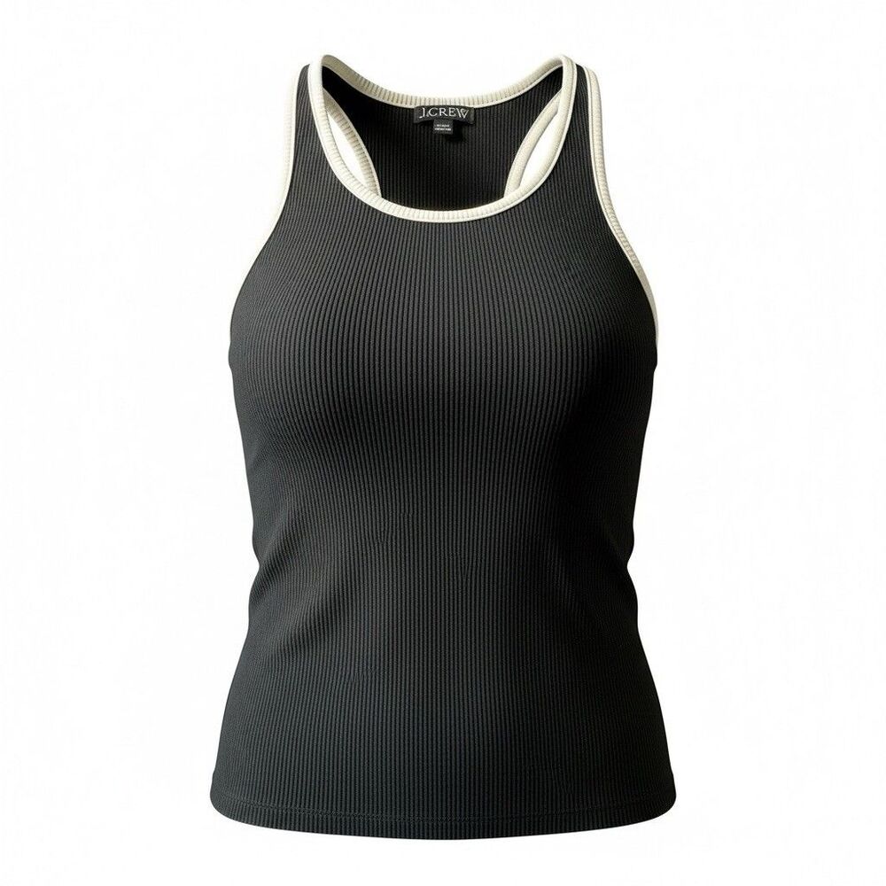 J.Crew Vintage rib high-neck cutaway tank top with contrast trim NWT Size XL